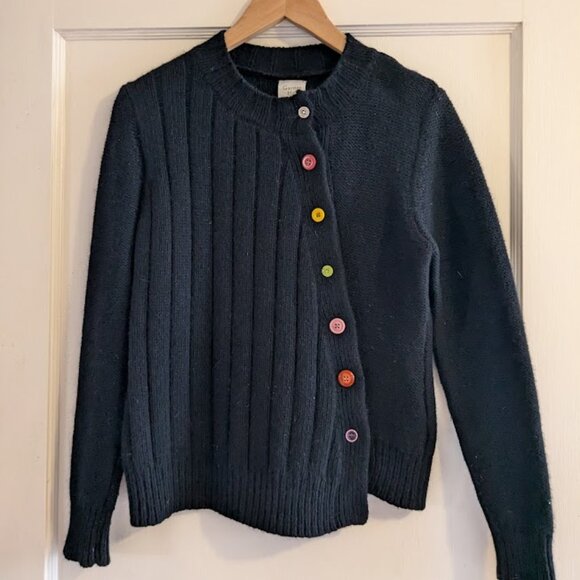Garnet Hill Colorful Buttons! Lambswool sweater - Picture 1 of 4